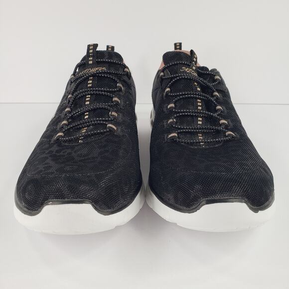 Skechers Womens Summits Sz 11 Shoes Black Leopard Print Walking Running Slip On - Picture 5 of 16